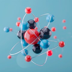 3D Icon of Atom with Isolated Background