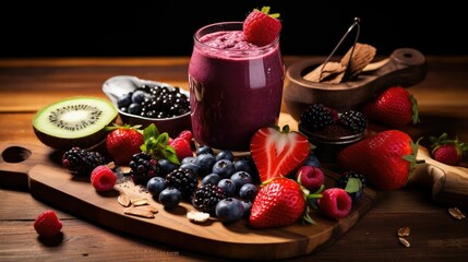 Canvas Print - berries acai smoothie