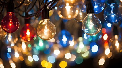 Wall Mural - photograph christmas lights bulbs