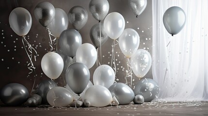 Sticker - celebration silver balloons