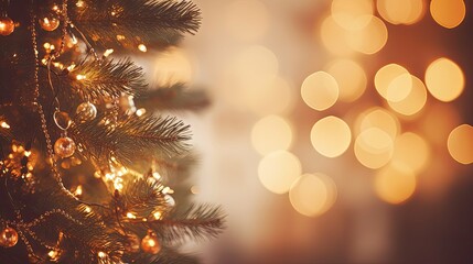 Canvas Print - tree christmas lights bokeh