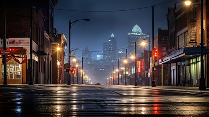 Canvas Print - street commercial lights