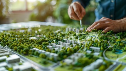 Poster - Urban Planners Designing Green Spaces in City Layout Using Software for Nature and Sustainability Concept