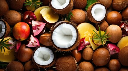 Sticker - vibrant fruit coconut background