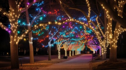 Canvas Print - festive colorful christmas lights