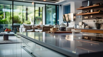 Canvas Print - top blurred house interior kitchen counter