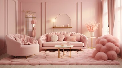 Canvas Print - room pink interior