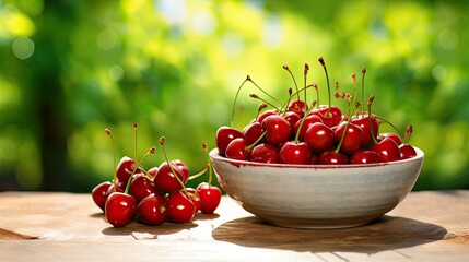 Canvas Print - wooden ripe cherry background