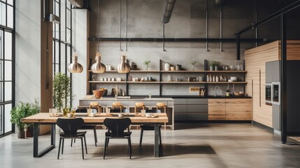 Sticker - kitchen blurred industrial modern interior