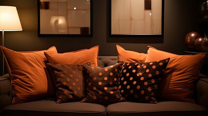 Canvas Print - room brown polka dots