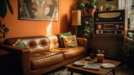 Canvas Print - room retro interior