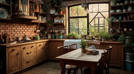 Canvas Print - kitchen cozy home interior