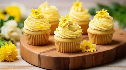 Wall Mural - frosting yellow cupcake