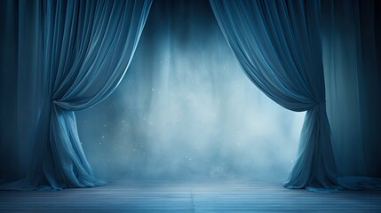 Poster - atmosphere blue curtain background