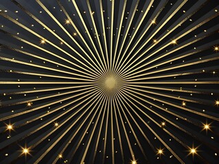 Poster - Radiant Golden Sunburst Pattern on Dark Elegant Luxury Background Concept
