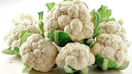 Poster - resh cauliflower in studio lightning, isolated on white background : Generative AI