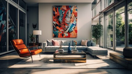 Sticker - eclectic blurred modern home interior