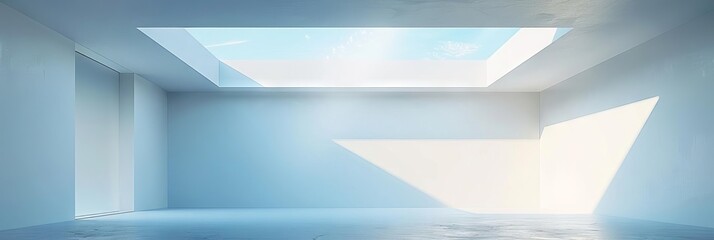 Wall Mural - Modern minimalist white room with skylight, space for text or product display.