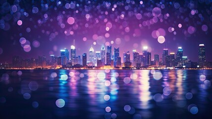 Poster - skyline bokeh blue purple