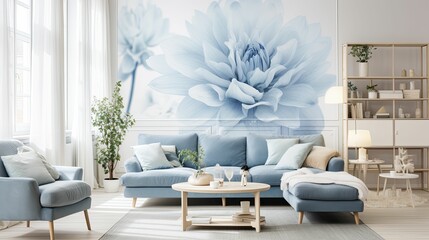 Wall Mural - cozy dusty blue floral