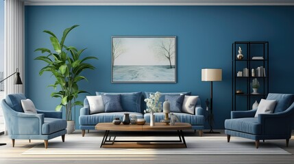 Poster - serene interior design blue