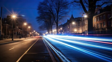 Canvas Print - city car light trails