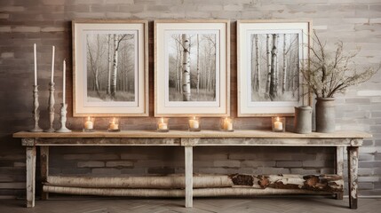 Wall Mural - interior birch frame