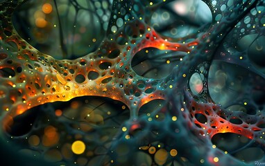 Poster - AI neural networks visualized with complex and colorful patterns