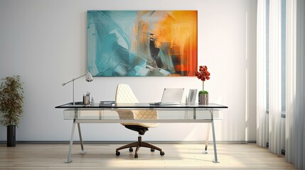 Wall Mural - stylish interior home office desk