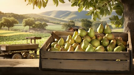 Poster - wooden farm pear background