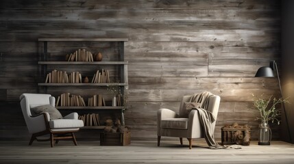 Poster - wood interior design wall