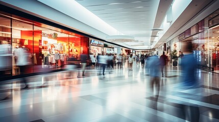 Canvas Print - activity blurred shopping mall interior