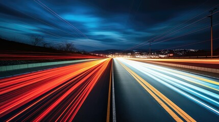 Wall Mural - long light streaks car