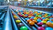 © Paul - Bright and lively image of a conveyor belt packed with colorful candies in a state-of-the-art food processing plant