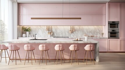 Wall Mural - kitchen pastel pink marble