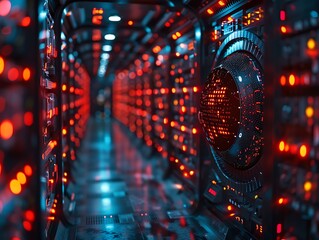 Aufkleber - cybersecurity network hubs and red lights