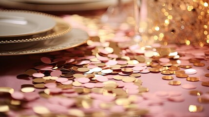 Sticker - romantic gold and pink confetti