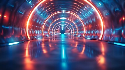 Poster - Luminous Futuristic Tunnel Effect for Showcasing Electronics or Innovative Gadgets