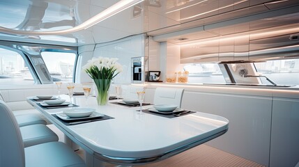 Sticker - modern blurred luxury boat interior