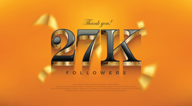 Celebration of achieving 27k followers, posters, banners, social media post design vector premium backgrounds.