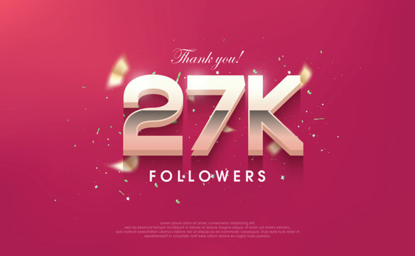 Thank you 27k followers, vector background design for social media posts.