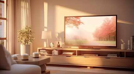 Wall Mural - background blurred tv home interior