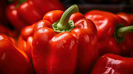 Canvas Print - vibrant red orange yellow peppers