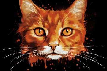 Wall Mural - Eyecatching anime cat illustration for tshirts, featuring a beautiful face, perfect for graphic design projects.