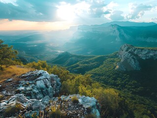 Poster - Breathtaking Overlook of a Majestic Mountain Range Stretching into the Distance