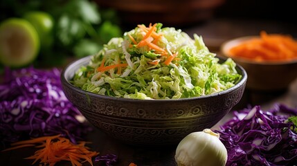 Canvas Print - shredded green cabbage vegetable