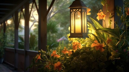 Wall Mural - greenery porch light