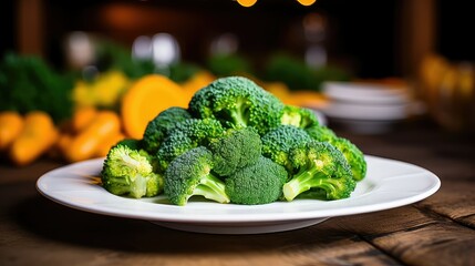 Canvas Print - plate background broccoli fresh