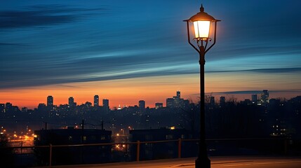 Poster - urban light post silhouette