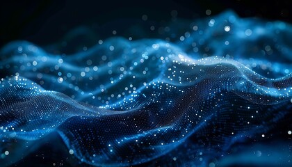 Fototapete - Binary data waves flowing in digital space